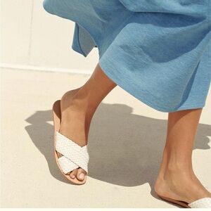 Loeffler Randall / Claudie beige nude braided criss cross Slide Sandals 7